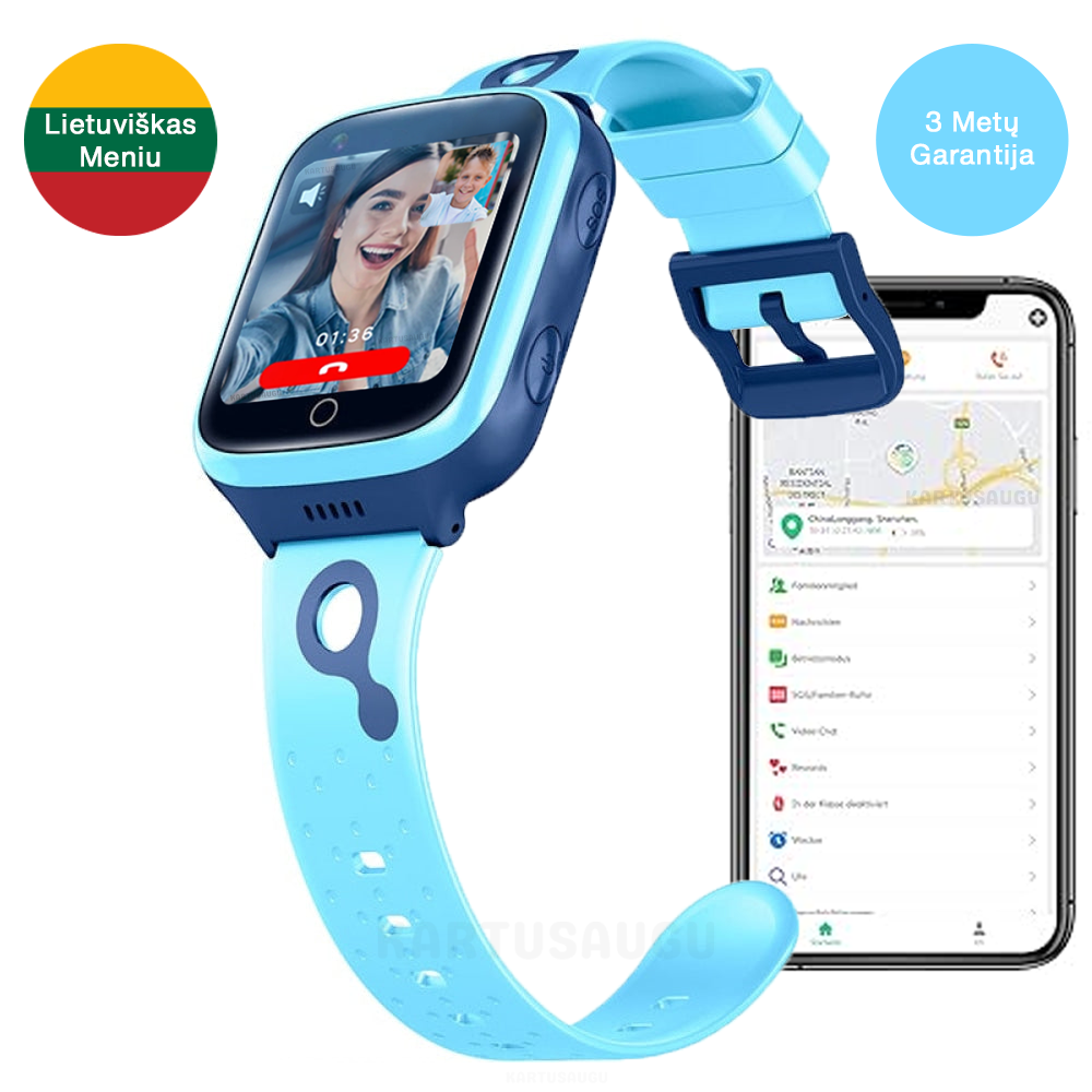 KartuSaugu™ Smart Išmanusis Laikrodis Vaikams su Vietos Sekimu, Kamera, Skambučiais ir Daugiau
