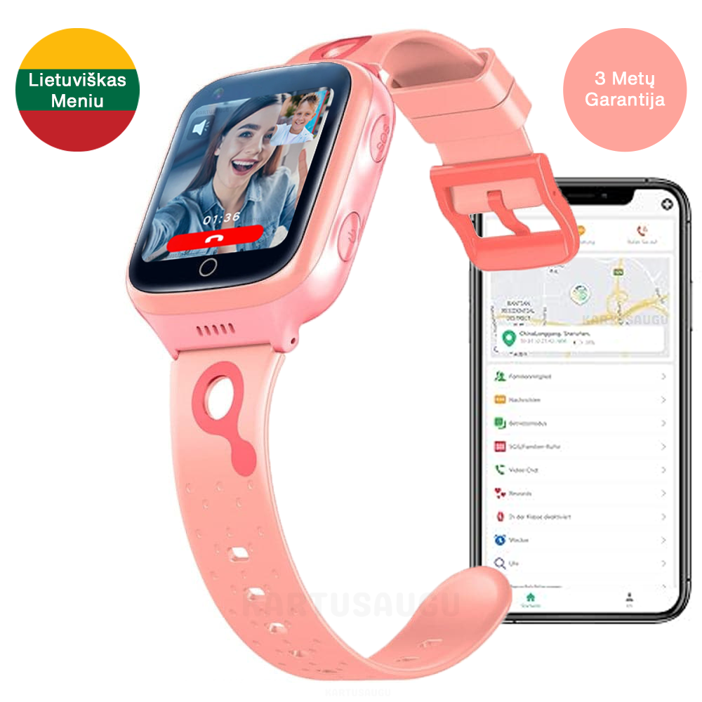KartuSaugu™ Smart Išmanusis Laikrodis Vaikams su Vietos Sekimu, Kamera, Skambučiais ir Daugiau