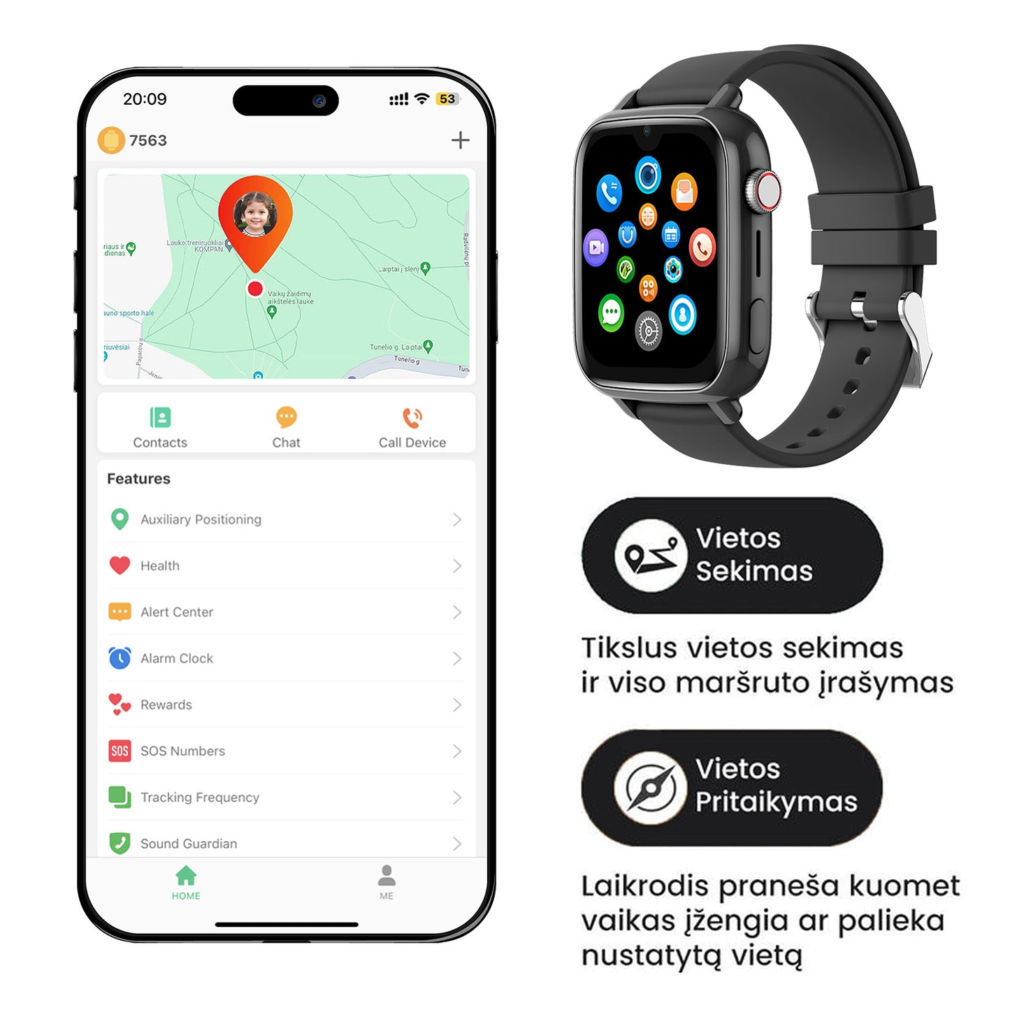 KartuSaugu™ Pro Išmanusis Laikrodis Vaikams su Vietos Sekimu, Kamera, Skambučiais, Programėlėmis ir Daugiau