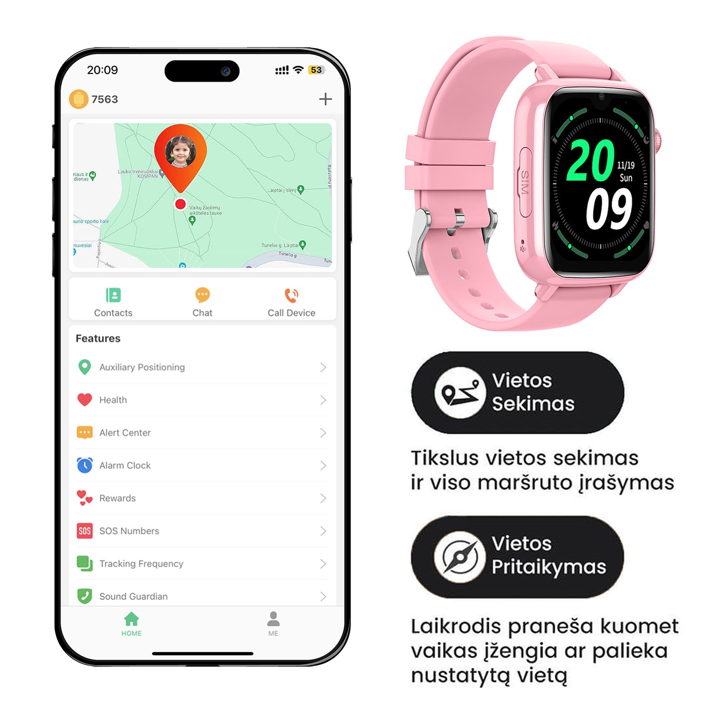 KartuSaugu™ Pro Išmanusis Laikrodis Vaikams su Vietos Sekimu, Kamera, Skambučiais, Programėlėmis ir Daugiau
