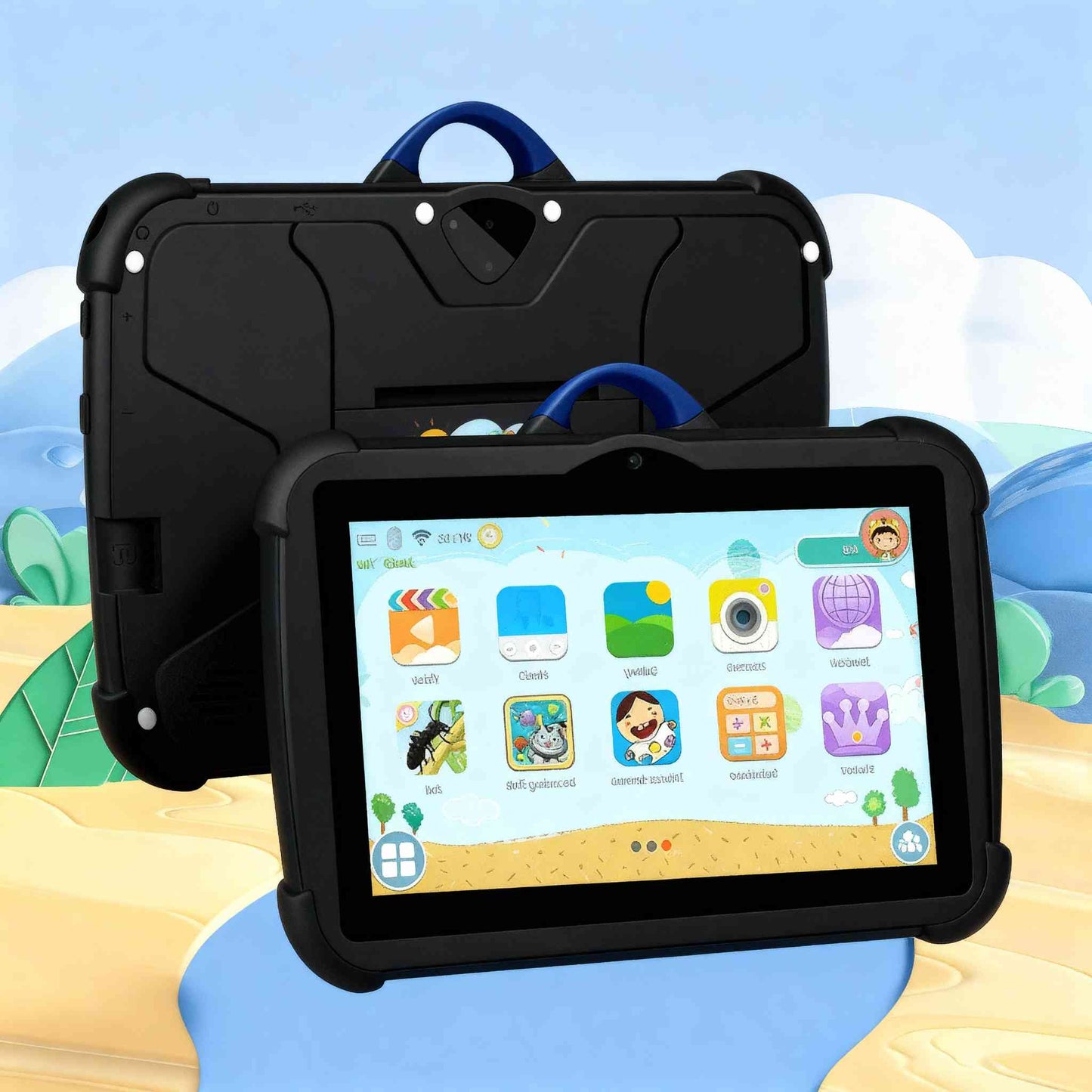 KartuSaugu™ Planšetinis Kompiuteris Vaikams su Mokomaisiais Žaidimais, Tėvų Kontrole, Smūgiams Atsparia Konstrukcija ir Daugiau